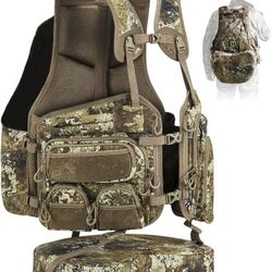 TIDEWE Turkey Vest with Seat Cushion, Turkey Hunting Vest with Game Pouch，Hunting Clothes for Men Women Adjustable