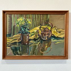 Vintage Danish Signed Original Oil of Still Life