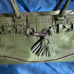 COACH Purse: Hampton Green Pebble Leather Carryall Tote Shoulder Bag