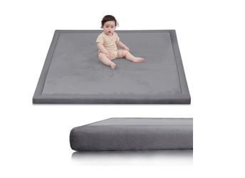 Huloo Sleep Baby Play Mat for Floor, Large 79"×71" Playpen Mat, Dark Gray