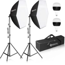 BRAND NEW..GEEKOTO Softbox Photography Lighting Kit: Professional Studio Continuous Lighting Equipme