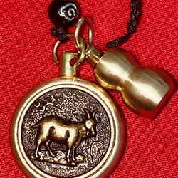 Pure Brass Sheep Zodiac Keychain Pendant, Rope, Keychain Hanging Jewelry