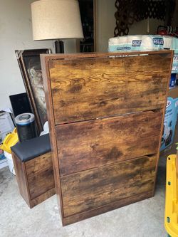 Slim shoe storage hallway cabinet