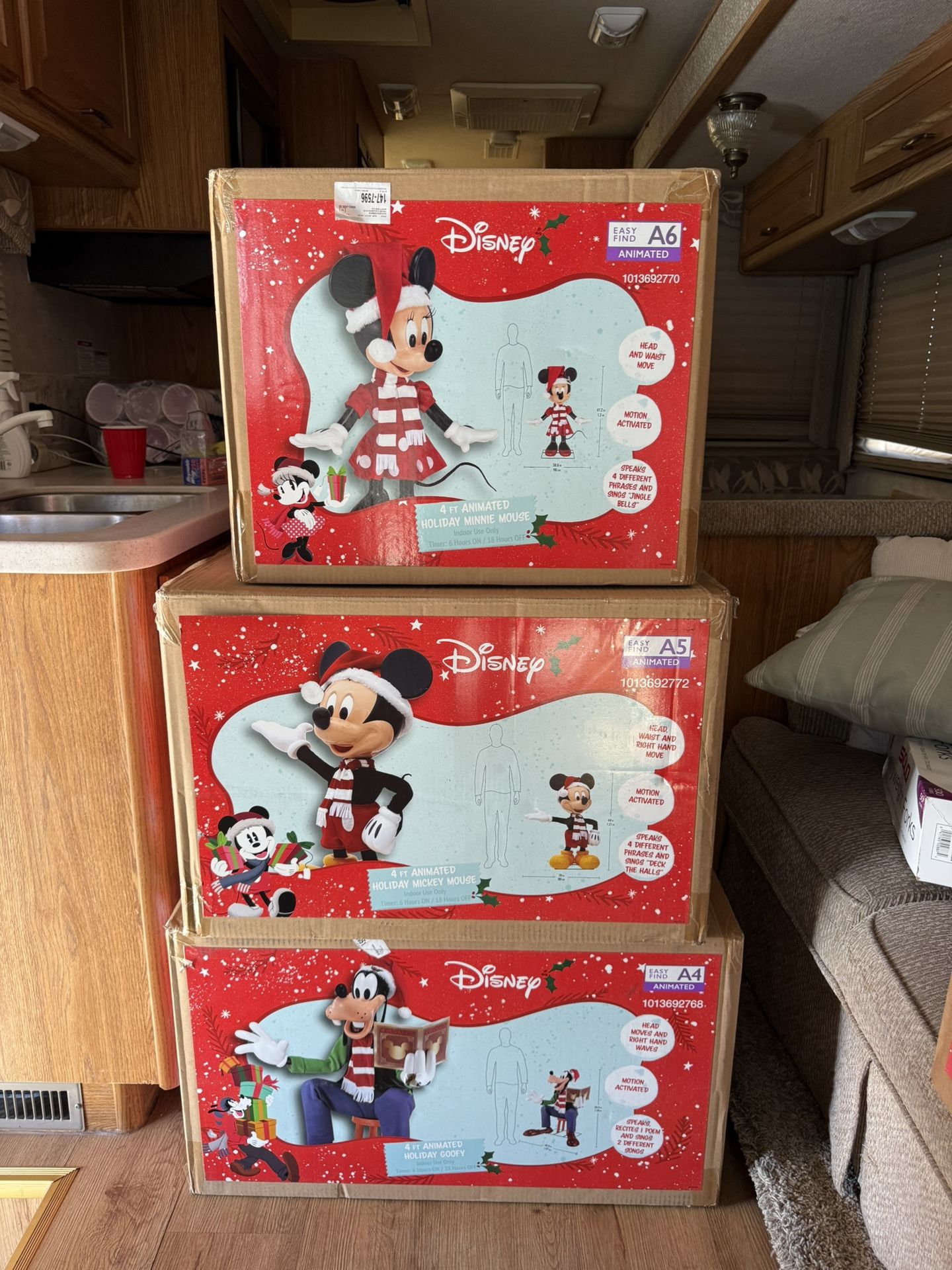 All 3 Disney Mickey, Minnie, And Goofy Home Depot Animated  