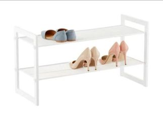 2 tier mesh shoe shelves  (one is missing one tightening screw) $20 FIRM for both!