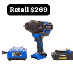 Kobalt XTR 24-volt Cordless Impact Wrench w/ 2 batteries 