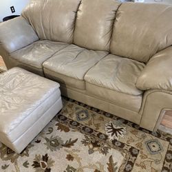 Leather Sofa And Ottoman 
