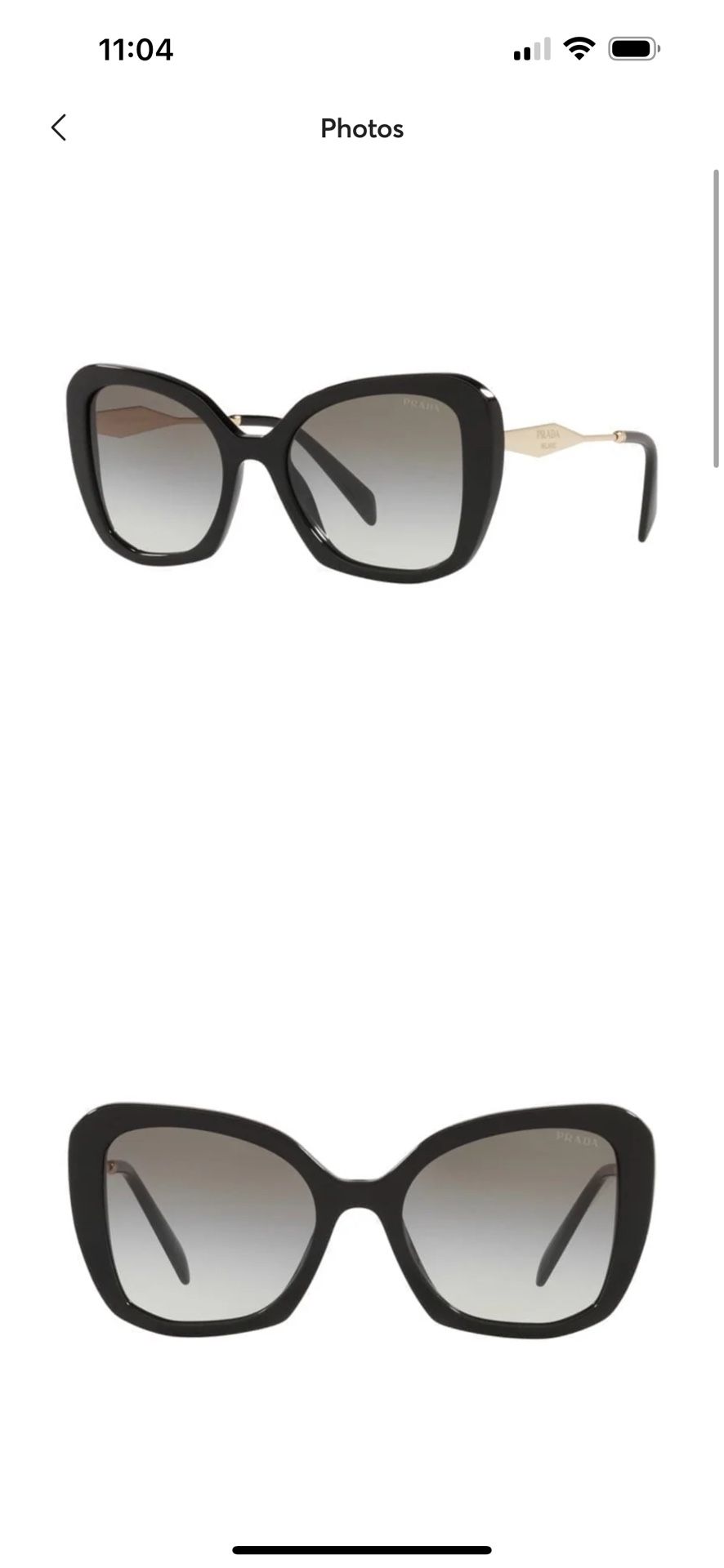 New Prada 53 Mm Black Cat Eye Sunglasses