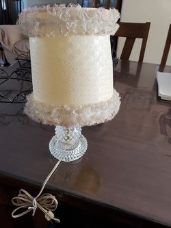 Antique milk glass hobnail lamp