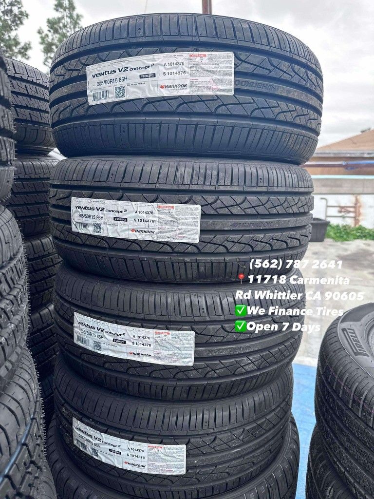 205/50R15 Hankook Ventus New Set of Tires Installed and Balanced Set de Llantas Nuevas Instaladas y Balanceadas