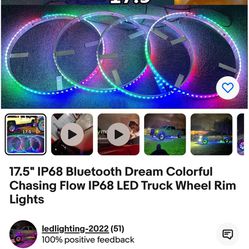 17.5" IP68 Bluetooth Dream Colorful Chasing Flow IP68 LED Truck Wheel Rim Lights