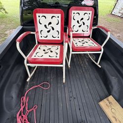 1940 vintage metal rocking chairs