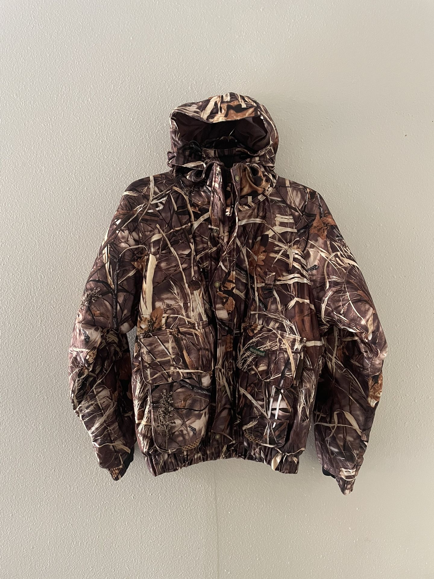 Vtg ?? Hodgman Advantage Max-4 Camo Hunting Hooded Full Zip / Snap Bottons Jackets Men’s Size XL