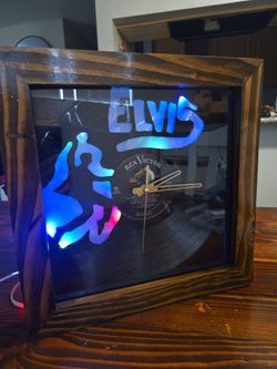 Hand made wooden/vinyl record clock