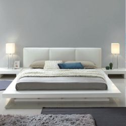 4pc Queen Bedroom Set - White Queen Bed Dresser Mirror Nightstand