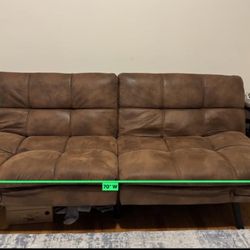 70" Brown Faux Leather Futon