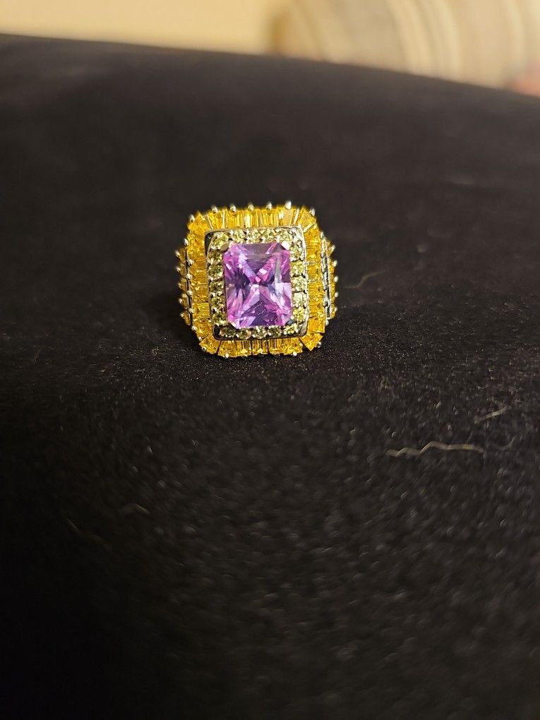Ring Emerald Cute Pink Cubic Zirc