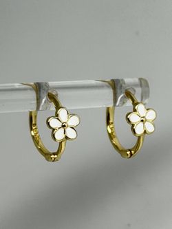 925 Sterling Silver with Yellow Gold Filled Small Flower Hoops 