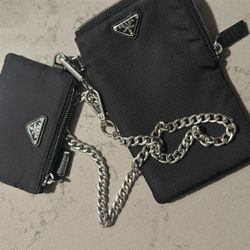 Authentic Nylon Prada Wallets With Chain 