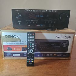 Denon Bluetooth AVR S740H Home Theater Receiver  Apple Airplay HEOS Wi-Fi  With Original Remote