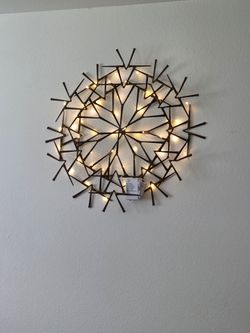 Handmade 3D Snowflake Sculpture, Brazed Horseshoe Nails, Fairy Lights $65