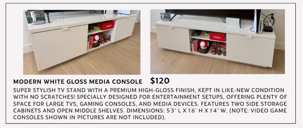 Modern white gloss TV/Media stand IKEA