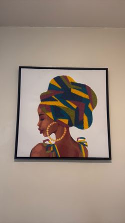 African Queen Canvas Wall Art – Textured Head Wrap Portrait