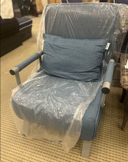 Convertible Sleeper Chair / Single Sofa Bed - Folds Flat into Twin Bed - 5-Position
Recliner - Blue