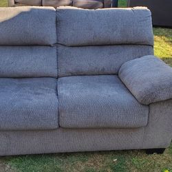 Ashley Furniture Loveseat – Plush Gray Fabric, Very Comfortable!