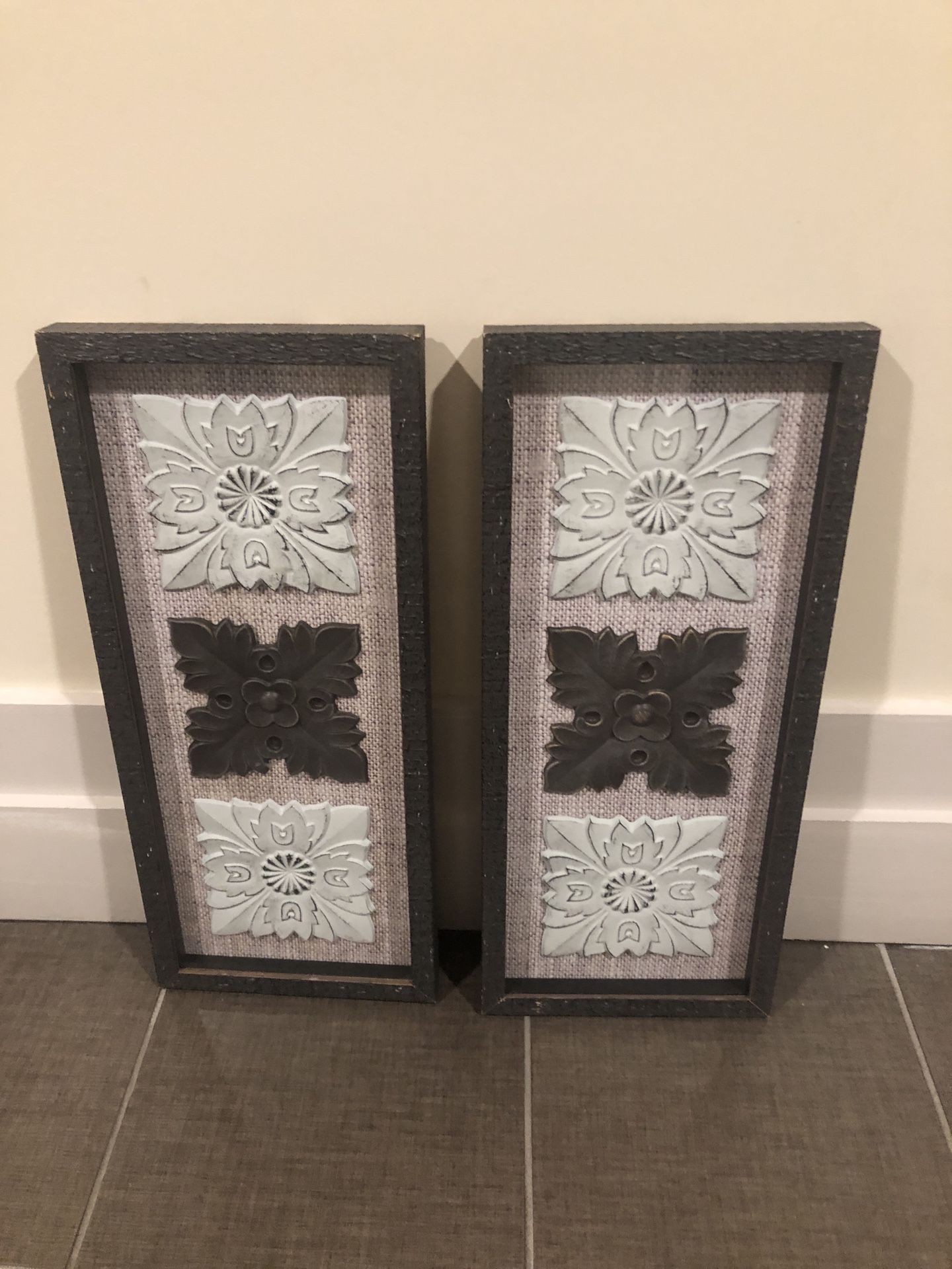 12X36 Triple Medallion Framed Art x2