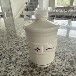 Longaberger Woven Traditions Soap Dispenser Red Cream Burgundy 