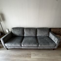 FAIRFAX STEEL GREY VELVET SOFA