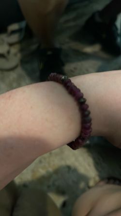 Dark Red Beaded Stretch Bracelet