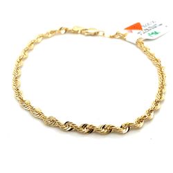 10k Gold Bracelet 8” Hollow Rope 3.3mm 2.2grams 140560 26