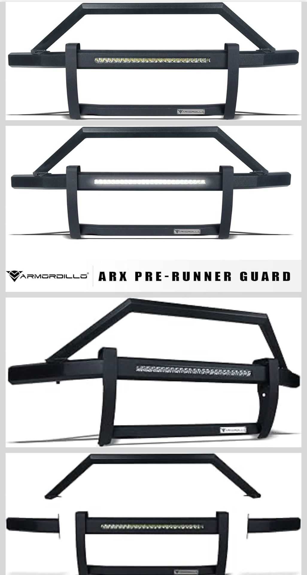 Armordillo ARX LED Pre-Runner Guard Compatible With 2003-2006 Chevy Silverado GMC Sierra 1500/2007 Classic||Textured Black|Pre-Runner Grille Gu