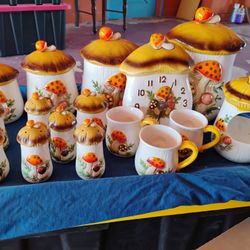 Vintage Sears Roebuck Merry Mushroom Kitchen Canisters