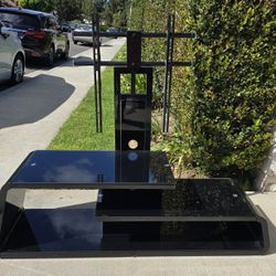 TV Stand with Glass Shelves