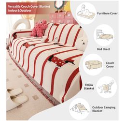 MDSASFD Couch Cover for Sofas, Sofa Couch Cover Washable for Dogs, Chenille Slipcovers Couch Covers for Protector Slipcover Pet Friendly(71"x 134"/Red