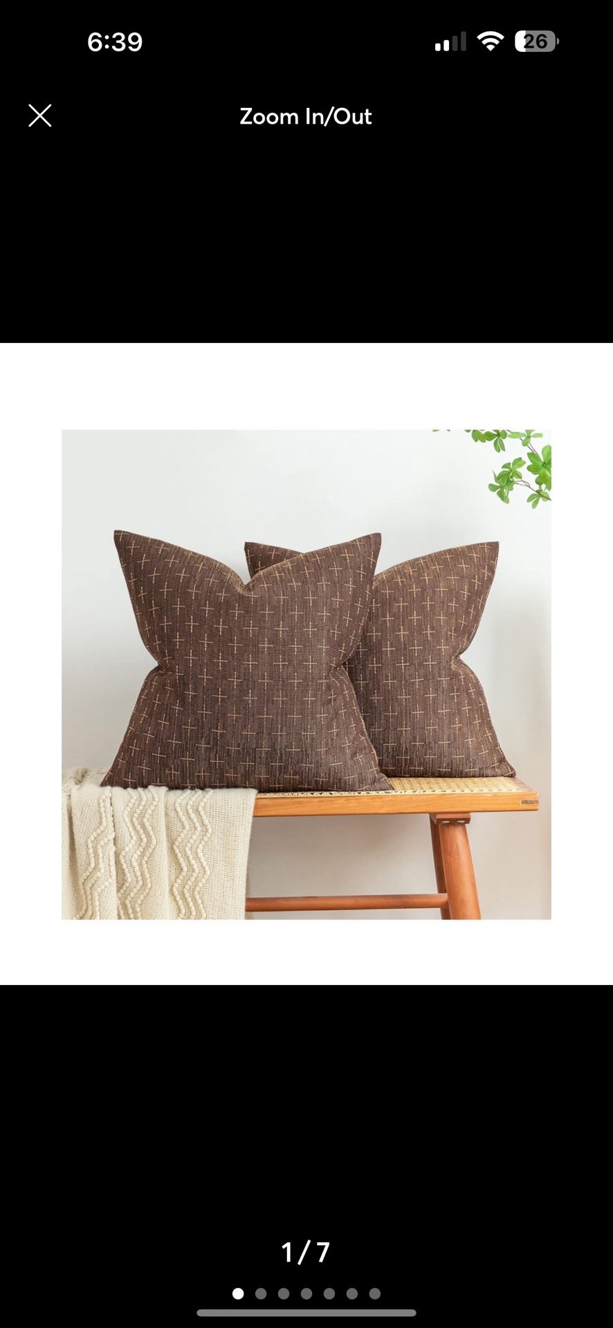 Pack of 2 Decorative Bulap Linen Throw Pillow Covers 18”x18”- Dark coffee