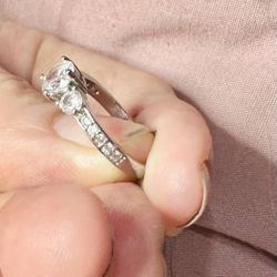 Brand New Past Present Future White Sapphire Inlaid 925 Sterling Silver Brand New Engagement Ringgh