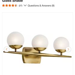 KICHLER Jasper 24.5 in. 3-Light Natural Brass Halogen Mid-Century Modern Bathroom Vanity Light