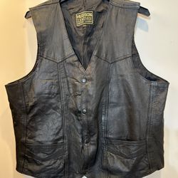 Leather Vest Men’s XXL Fits Like XL Cowboy Western Wear 
