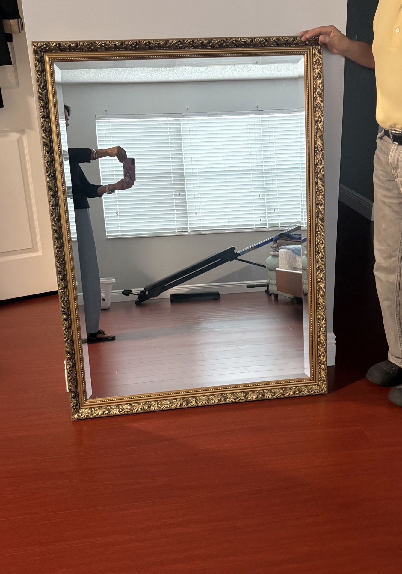 Large Vintage Gallery Gold Framed Dahlia Mirror 47x35