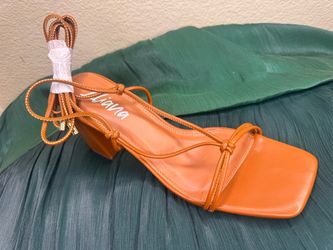 Liliana Orange Lace-Up Strappy Sandal