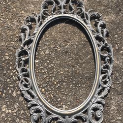 Antique Large Steel Mirror Picture Frame