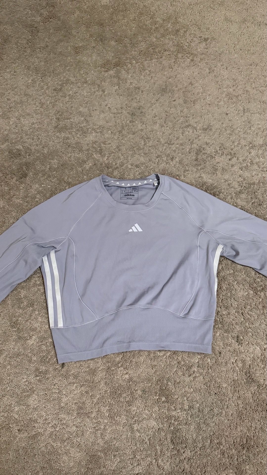 Large Lavender Adidas Cropped Crewneck