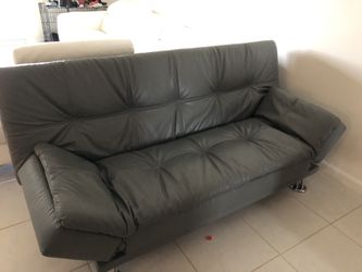 Grey leather futon/couch