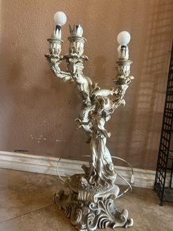 Antique Lamp In Good Condition It Needs 2 Light Bulbs