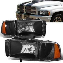 LA Zona Auto Parts 1994 to 2002 Dodge Ram Headlights Luces Micas Calaveras Faros Black Housing