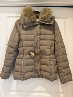 Michael Kors Taupe Belted Fur Collar